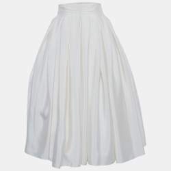 Pre Owned Rami al ali Cream Pleated Midi Skirt S