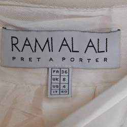 Pre Owned Rami al ali Cream Pleated Midi Skirt S