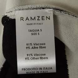 Pre Owned Ramzen Black/White Striped Knit Maxi Dress S