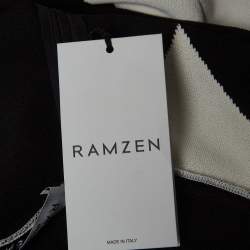 Pre Owned Ramzen Black/White Striped Knit Maxi Dress S