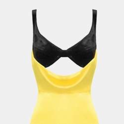 Pre Owned Rasario Yellow Velvet and Satin Cut-Out Maxi Dress XS