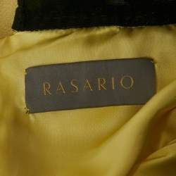 Pre Owned Rasario Yellow Velvet and Satin Cut-Out Maxi Dress XS