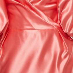 Pre Owned Rasario Pink Satin Puff Sleeve Strapless Corset Midi Dress S