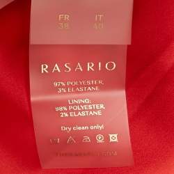 Pre Owned Rasario Red Crepe Fringed Midi Dress M