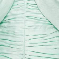 Pre Owned فستان راساريو مزيج الكتان أخضر فاتح كتف مكشوف مقاس متوسط