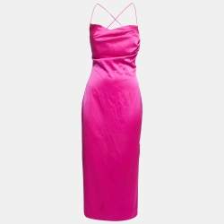 Rasario Pink Crepe Cowl Neck Strappy Maxi Dress S