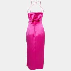 Rasario Pink Crepe Cowl Neck Strappy Maxi Dress S