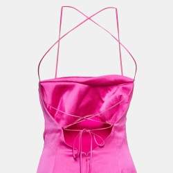 Rasario Pink Crepe Cowl Neck Strappy Maxi Dress S