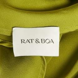 Pre Owned Rat & Bao Green Satin Halter Neck Mini Dress M
