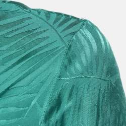 مملوكة مسبقًا Rat & Bao Green Tropical Pattern Satin Mini Dress M