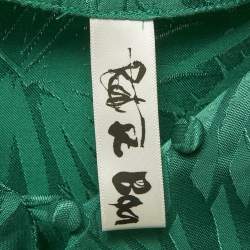 مملوكة مسبقًا Rat & Bao Green Tropical Pattern Satin Mini Dress M