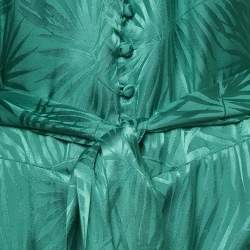 مملوكة مسبقًا Rat & Bao Green Tropical Pattern Satin Mini Dress M
