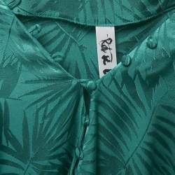 مملوكة مسبقًا Rat & Bao Green Tropical Pattern Satin Mini Dress M