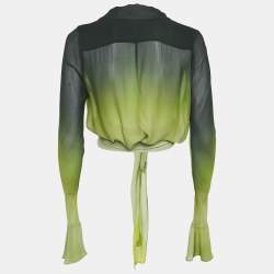 مملوكة مسبقًا Rat & Bao Green Ombre Crepe Cypress Shirt S