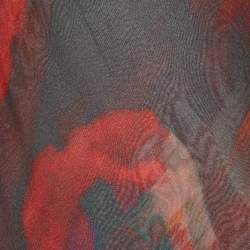 Pre Owned فسـتان ماكسي شفاف بكتف مكشوف قماش كريب بطباعة متعددة الألوان من رات وباو مقاس صغير جدًا - إكس سمول