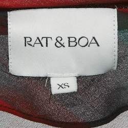 Pre Owned فسـتان ماكسي شفاف بكتف مكشوف قماش كريب بطباعة متعددة الألوان من رات وباو مقاس صغير جدًا - إكس سمول