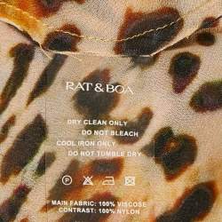 مملوكة مسبقًا فساتين رات وبوا كريب دانتيل بنقشة حيوانات بني / أسود أكيما منزلقة كبيرة