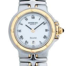 مملوكة مسبقًا ساعة يد نسائية ريموند ويل بارسيفال كوارتز ستانلس ستيل مطلية ذهب أصفر بيضاء 28 مم