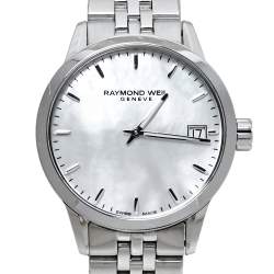 Pre Owned Raymond Weil Mother Of Pearl Stainless Steel Freelancer Women's Wristwatch 33.50 mm