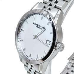 Pre Owned Raymond Weil Mother Of Pearl Stainless Steel Freelancer Women's Wristwatch 33.50 mm