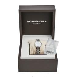 Pre Owned Raymond Weil Mother of Pearl Stainless Steel Diamond Noemia 5927 Wristwatch 27 mm