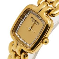 Pre Owned Raymond Weil Champagne Gold Plated Stainless Steel 5877 Women's Wristwatch 20 mm