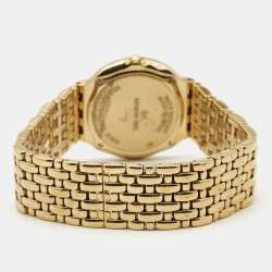 Pre Owned Raymond Weil Mother Of Pearl Crystal Embellished Gold Plated 4802 Women's Wristwatch 33 mm