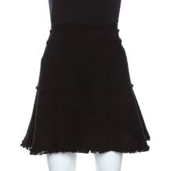 مملوكة مسبقًا تنورة ريبيكا تايلور مكشكشة تويد أسود بشراشيب مقاس متوسط - ميديوم