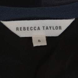 Rebecca Taylor Navy Blue Silk Crystal Studded Sleeveless Top M 