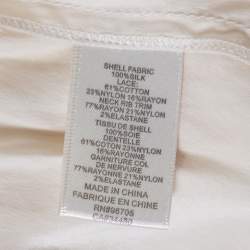 Pre Owned Rebecca Taylor Cream Satin & Lace Paneled Roundneck Top L