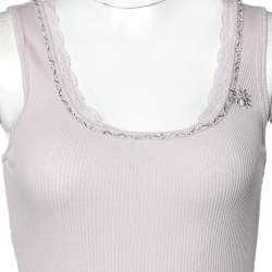 مملوكة مسبقًا توب تانك ريبيكا تايلور تريكو مضلع بنفسجي فاتح برقبة مزخرفة بحواف دانتيل مقاس صغير - سمول