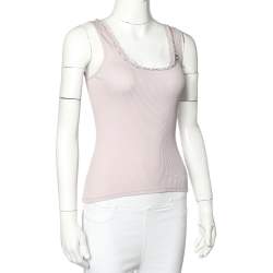 مملوكة مسبقًا توب تانك ريبيكا تايلور تريكو مضلع بنفسجي فاتح برقبة مزخرفة بحواف دانتيل مقاس صغير - سمول