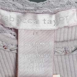 مملوكة مسبقًا توب تانك ريبيكا تايلور تريكو مضلع بنفسجي فاتح برقبة مزخرفة بحواف دانتيل مقاس صغير - سمول