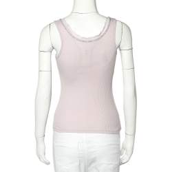 مملوكة مسبقًا توب تانك ريبيكا تايلور تريكو مضلع بنفسجي فاتح برقبة مزخرفة بحواف دانتيل مقاس صغير - سمول