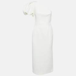Pre Owned Rebecca Vallance Textured Crepe One-Shoulder Midi Dress S