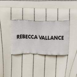 Pre Owned  Rebecca Vallance White Pinstriped Twill Double Breasted Blazer M