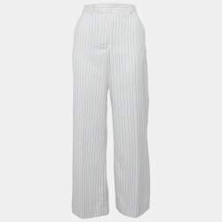 Pre Owned Rebecca Vallance White Pinstriped Crepe Straight Fit Trousers S