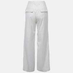 Pre Owned Rebecca Vallance White Pinstriped Crepe Straight Fit Trousers S