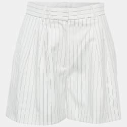 Pre Owned Rebecca Vallance White Pinstriped Crepe Shorts S