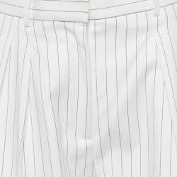 Pre Owned Rebecca Vallance White Pinstriped Crepe Shorts S