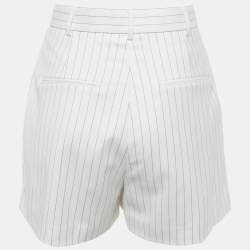 Pre Owned Rebecca Vallance White Pinstriped Crepe Shorts S