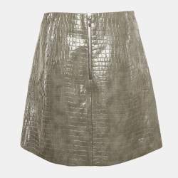 مملوكة مسبقًا تنورة ريبيكا فالانس رمادية بجلد حيوانات مطلية من القطن قصيرة مقاس صغير - سمول