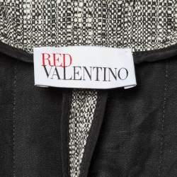 RED Valentino Monochrome Tweed Ruffle Trim Jacket M