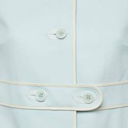 Pre Owned RED Valentino Blue Wool Felt Belted Mid-Length Coat S