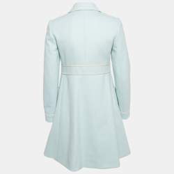 Pre Owned RED Valentino Blue Wool Felt Belted Mid-Length Coat S