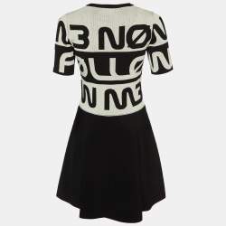 Pre Owned RED Valentino Black/White Follow Me Intarsia Knit Mini Dress S