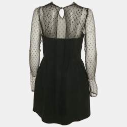 Pre Owned RED Valentino Black Knit and Tulle Long Sleeve Mini Dress XL