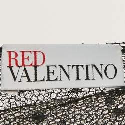 Pre Owned RED Valentino Black Knit and Tulle Long Sleeve Mini Dress XL