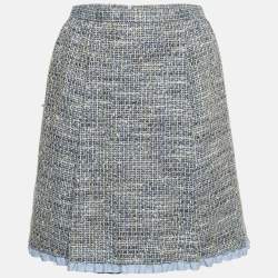 RED Valentino Blue Tweed Ruffled Mini Skirt L