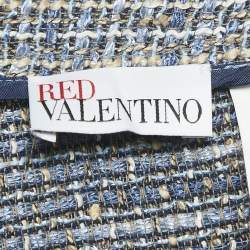 RED Valentino Blue Tweed Ruffled Mini Skirt L